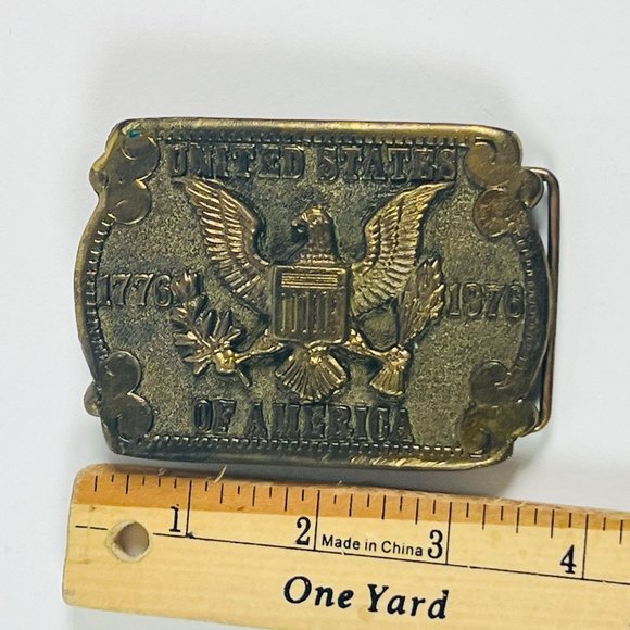 Dezy Denver Patriotic Eagle Crest Brass Buckle Bicentennial United States - Picture 8 of 8